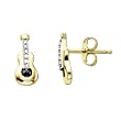XPY 10k Yellow Gold Guitar and Diamond Stud Earrings (.03cttw, I-J Color, I2-I3 Clarity)