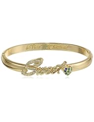 Betsey Johnson "Leopard Words" Sweet Hinged Bangle Bracelet, 7.5"