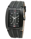 DFactory Men's DFI013WBB White Label Black Dial Black Leather Strap Watch