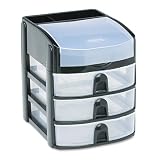 Office Products : Rubbermaid FG9A6000BLA Mini Storage Drawers with Flip-Top Lid, 8-3/4' High, Black with 3 Clear Drawe