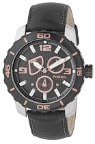 Fossil Gents Sport Watch, SS Case, Black leather strap, Black Dial BQ9363