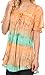 Sakkas 16786 - Monet Long Tall Tie Dye Ombre Embroidered Cap Sleeve Blouse Shirt Top - Mint - OS