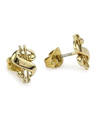 Bing Bang Baller Money Sign Gold Plated Stud Earrings