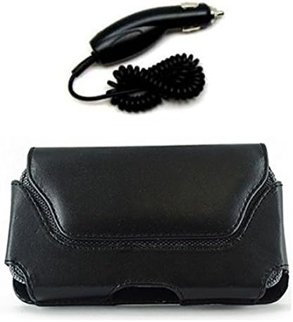 Package Deal Car Charger Adapter & Black Horizontal Leather Cover Belt Clip Side Case Pouch For Nokia E6 E6-00