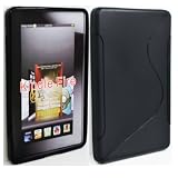 WalkNTalkOnline – Amazon Kindle Fire eReader Tablet Black ‘S’ Wave Hydro Gel Protective Case + FREE SCREEN PROTECTOR/FILM/FOIL (3 LAYER TECHNOLOGY) & MICROFIBRE CLOTH