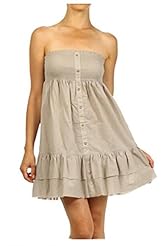 Strapless Cotton Summer  Gathered Mini Dress  With Ruffles