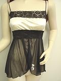 French Kitty Naughty Diva Camisole Nighty and Panty Set - Sexy French Style Lingerie Sheer Black Lace Baby Doll Set from French Kitty