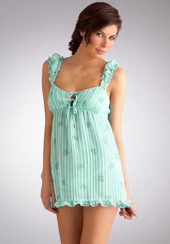 Betsey Johnson Intimates Pintucked Babydoll with Matching G-String Sleepwear