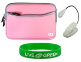 Pink Dual-Pocket Neoprene Sleeve Case and Book light for Barnes & Noble nook E-Reader Reading Device (nook NOT Included)