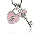 Crystal and Pink Key Heart Pendant Necklace Fashion Jewelry