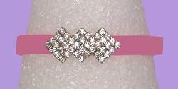 Bracelet - B307 - Crystal Triple Diamond - Designer Inspired - Adjustable Jelly Band ~ Pink