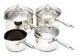 Clearview Pour n Strain Four Piece Stainless Steel Cookware Set  from Kitchen Craft