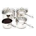 Clearview Pour 'n' Strain Four Piece Stainless Steel Cookware Set