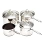 Clearview Pour 'n' Strain Four Piece Stainless Steel Cookware Set