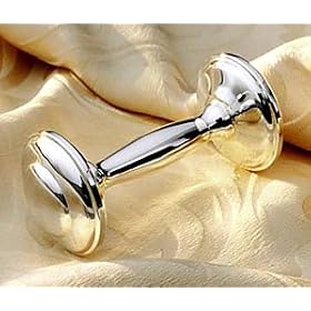Dumbbell Baby Rattle Sterling Silver Heavy Gauge 2012HG-E by