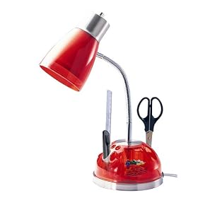 Desk Lamp with Organizer - Red Shade by 