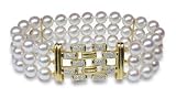 6.5x7mm AAA Quality Japanese Akoya Triple Strand Bracelet - 7 inches (Cobble Clasp)