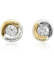10K Two Tone Gold Diamond Stud Earrings(GH,I1-I2,0.23 carat)