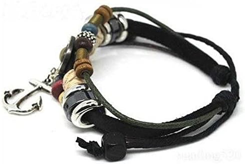 Dealzip limited® Pretty Handmade Infinity Multilayer Braided Leather Charms Bracelet with Anchor Pendant