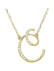 14K Yellow Gold Diamond Initial Necklace "C" -- LIFETIME WARRANTY
