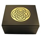 Celtic Knot Tazo Tea Box, Wooden Tea Chest Includes 44 TAZO Tea Bags! 4 Compartment Sampler in 11 Assorted Flavors, Gold Brass Black Wood