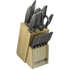 TV Das Original Titanium Messerset, 14tlg. mit Natur-Block