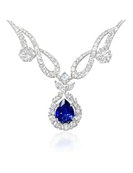 Diamond and Blue Sapphire 18k White Gold Necklace