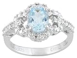 1.25CT BLUE TOPAZ WITH DIAMOND ACCENT STERLING SILVER RING