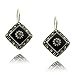 Sterling Silver Black Onyx Marcasite Flower Square