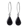 Sterling Silver Pear Shaped Black Onyx Earrings