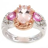 Gold-Exotic: 14K Morganite, Pink Sapphire and Diamond Ring