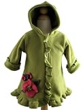 Corky And Company Girls Hooded Fashion Fleece Unlined Green Flower Swing Coat