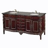 Double Porcelain Sink Vanity Chest in Mottled Beige