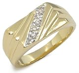 Mens CZ Rings - 14K Gold Plated Mens CZ Wedding Ring
