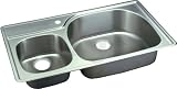 Elkay DLCGR332210L1 Contemporary Gourmet Kitchen Sink Stainless Steel 33L x 22W x 10