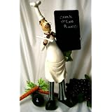 Skinny French Italian Chef Menu Chalkboard Holder Statue Figurine