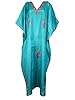 Mogul Blue Silk Kaftan Embroidered Kimono Caftan Resortwear Dress