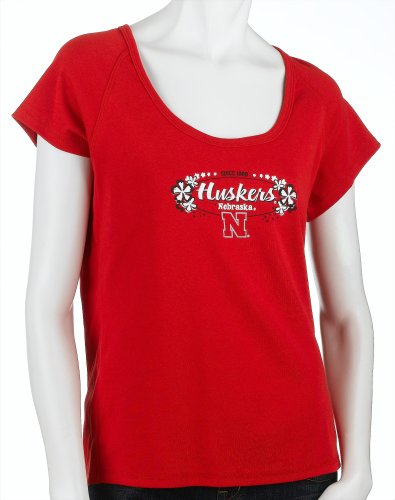 5th & Ocean University Of Nebraska Corn Huskers Missy Knit Cap Sleeve Tee