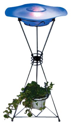 Smart Solar Magic Mist Floor Fountain Plant Basket Stand - clear blue bowl