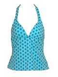 Jag Dotted Halter Tankini Top (Blue,large)