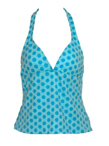 Jag Dotted Halter Tankini Top (Blue,large)