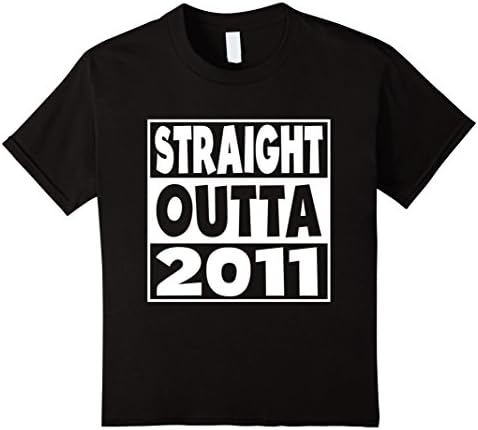 Kids 5th Birthday Gift T-Shirt Straight Outta 2011 For Kids 6 Black