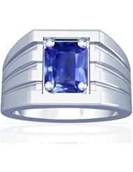 18K White Gold Emerald Cut Blue Sapphire Solitaire Ring (GIA Certificate)