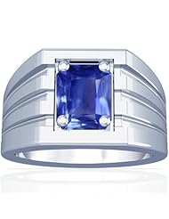 14K White Gold Emerald Cut Blue Sapphire Solitaire Ring (GIA Certificate)