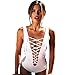 Blooming Jelly Womens Front Side Lace Up Monokini One Piece Swimsuit Bodysuit Bathing Suit, White, Medium, US6=UK10=EU36