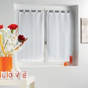 Paire de voilage droit (H120 cm) Sable Etna Blanc: Cuisine