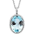 14K White Gold Sky Blue Topaz and Diamond Pendant