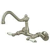 Kingston Brass Vintage Classic Wall Mount Kitchen Faucet, Porcelain Lever,  ....