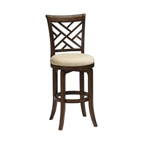 Hillsdale Garden 30-Inch Swivel Bar Stool, Dark Brown Finish with Light Beige Cream Fabric by Hillsdale