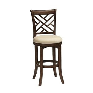 Hillsdale Garden 30-Inch Swivel Bar Stool, Dark Brown Finish with Light Beige Cream Fabric by Hillsdale